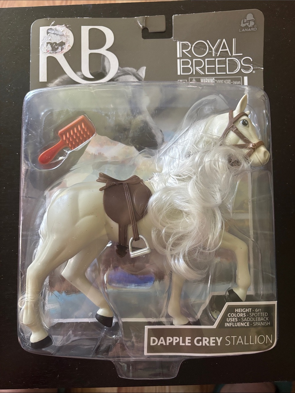 Dapple Grey Stallion Toy Horse - White and Brown